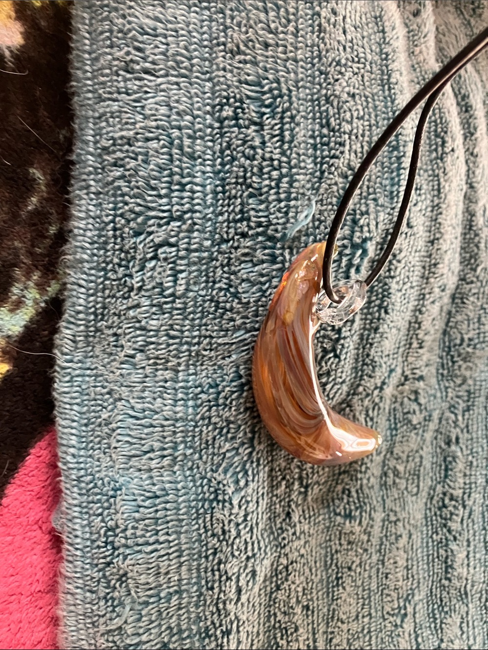 Hand Crafted Brown Swirl Crescent Necklace